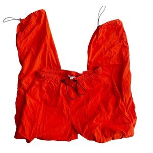 Garage Baggy Parachute Pants XS | Adjustable Waist & Ankles | Orange Streetwear